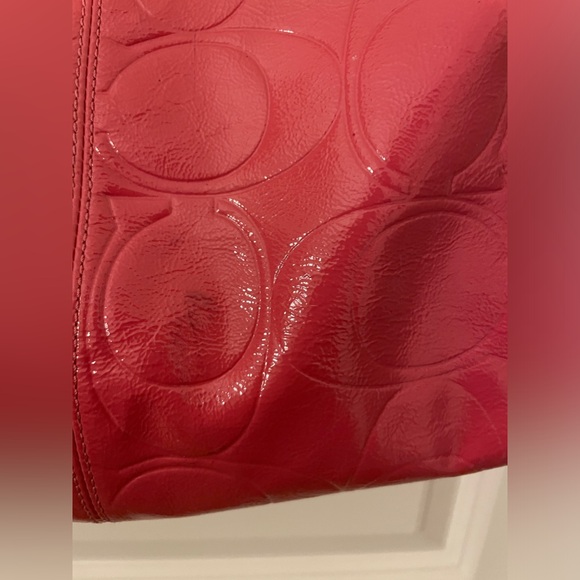 Coach Gallery Embossed Patent Leather Rose Pink Shoulder Bag Tote Purse - Picture 8 of 15